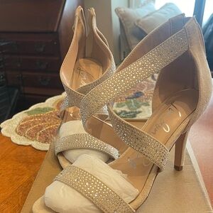 London Rag Rhinestone Heels zip back